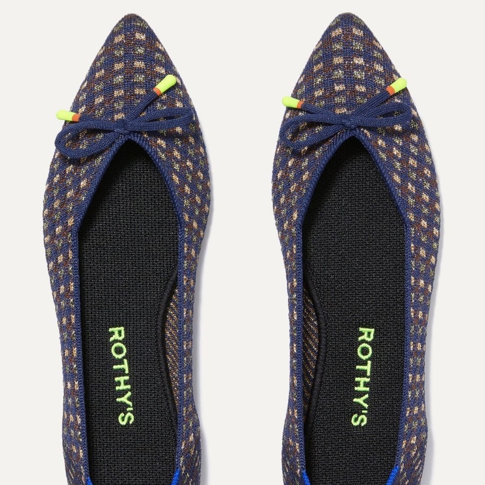 Rothy’s Evening Metallic Pointed Point Toe with Bow NEW sz 7 or 6.5 flats